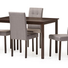 Baxton Studio Andrew Modern and Contemporary 5-Piece Grey Fabric Upholstered Grid-tufting Dining Set
