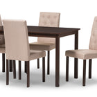 Baxton Studio Gardner Modern and Contemporary 5-Piece Dark Brown Finished Beige Fabric Upholstered Dining Set 