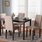 Baxton Studio Gardner Modern and Contemporary 5-Piece Dark Brown Finished Beige Fabric Upholstered Dining Set 