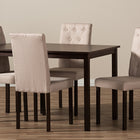 Baxton Studio Gardner Modern and Contemporary 5-Piece Dark Brown Finished Beige Fabric Upholstered Dining Set 