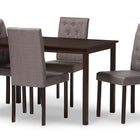 Baxton Studio Gardner Modern and Contemporary 5-Piece Dark Brown Finished Grey Fabric Upholstered Dining Set 