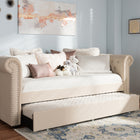 Baxton Studio Mabelle Modern and Contemporary Beige Fabric Trundle Daybed