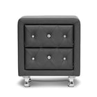 Baxton Studio Stella Crystal Tufted Black Upholstered Modern Nightstand