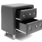 Baxton Studio Stella Crystal Tufted Black Upholstered Modern Nightstand