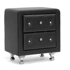 Baxton Studio Stella Crystal Tufted Black Upholstered Modern Nightstand