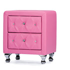 Baxton Studio Stella Crystal Tufted Pink Leather Modern Nightstand