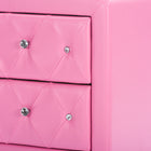 Baxton Studio Stella Crystal Tufted Pink Leather Modern Nightstand