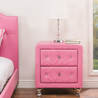 Baxton Studio Stella Crystal Tufted Pink Leather Modern Nightstand