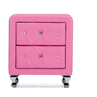 Baxton Studio Stella Crystal Tufted Pink Leather Modern Nightstand