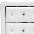 Baxton Studio Stella Crystal Tufted White Upholstered Modern Nightstand