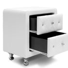 Baxton Studio Stella Crystal Tufted White Upholstered Modern Nightstand