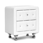 Baxton Studio Stella Crystal Tufted White Upholstered Modern Nightstand