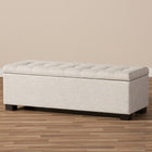 Baxton Studio Roanoke Modern and Contemporary Beige Fabric Upholstered Grid-Tufting Storage Ottoman Bench