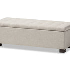 Baxton Studio Roanoke Modern and Contemporary Beige Fabric Upholstered Grid-Tufting Storage Ottoman Bench