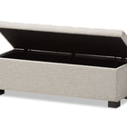 Baxton Studio Roanoke Modern and Contemporary Beige Fabric Upholstered Grid-Tufting Storage Ottoman Bench