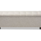 Baxton Studio Roanoke Modern and Contemporary Beige Fabric Upholstered Grid-Tufting Storage Ottoman Bench