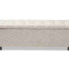 Baxton Studio Roanoke Modern and Contemporary Beige Fabric Upholstered Grid-Tufting Storage Ottoman Bench