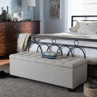 Baxton Studio Roanoke Modern and Contemporary Beige Fabric Upholstered Grid-Tufting Storage Ottoman Bench