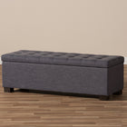 Baxton Studio Roanoke Modern and Contemporary Dark Grey Fabric Upholstered Grid-Tufting Storage Ottoman Bench