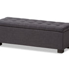 Baxton Studio Roanoke Modern and Contemporary Dark Grey Fabric Upholstered Grid-Tufting Storage Ottoman Bench