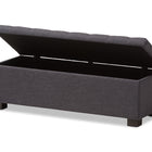 Baxton Studio Roanoke Modern and Contemporary Dark Grey Fabric Upholstered Grid-Tufting Storage Ottoman Bench
