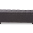 Baxton Studio Roanoke Modern and Contemporary Dark Grey Fabric Upholstered Grid-Tufting Storage Ottoman Bench