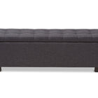 Baxton Studio Roanoke Modern and Contemporary Dark Grey Fabric Upholstered Grid-Tufting Storage Ottoman Bench