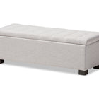 Baxton Studio Roanoke Modern and Contemporary Grayish Beige Fabric Upholstered Grid-Tufting Storage Ottoman Bench