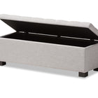 Baxton Studio Roanoke Modern and Contemporary Grayish Beige Fabric Upholstered Grid-Tufting Storage Ottoman Bench