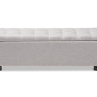 Baxton Studio Roanoke Modern and Contemporary Grayish Beige Fabric Upholstered Grid-Tufting Storage Ottoman Bench
