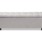 Baxton Studio Roanoke Modern and Contemporary Grayish Beige Fabric Upholstered Grid-Tufting Storage Ottoman Bench