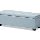 Baxton Studio Roanoke Modern and Contemporary Light Blue Fabric Upholstered Grid-Tufting Storage Ottoman Bench