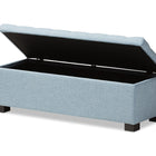 Baxton Studio Roanoke Modern and Contemporary Light Blue Fabric Upholstered Grid-Tufting Storage Ottoman Bench