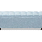 Baxton Studio Roanoke Modern and Contemporary Light Blue Fabric Upholstered Grid-Tufting Storage Ottoman Bench