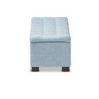 Baxton Studio Roanoke Modern and Contemporary Light Blue Fabric Upholstered Grid-Tufting Storage Ottoman Bench