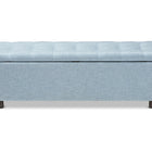 Baxton Studio Roanoke Modern and Contemporary Light Blue Fabric Upholstered Grid-Tufting Storage Ottoman Bench
