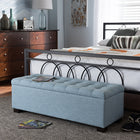 Baxton Studio Roanoke Modern and Contemporary Light Blue Fabric Upholstered Grid-Tufting Storage Ottoman Bench