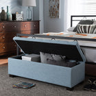 Baxton Studio Roanoke Modern and Contemporary Light Blue Fabric Upholstered Grid-Tufting Storage Ottoman Bench