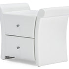 Baxton Studio Victoria Matte White PU Leather 2 Storage Drawers Nightstand Bedside Table