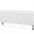 Baxton Studio Seine White Leather Contemporary Storage Ottoman