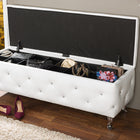 Baxton Studio Seine White Leather Contemporary Storage Ottoman
