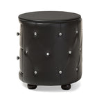 Baxton Studio Davina Hollywood Glamour Style Oval 2-drawer Black Faux Leather Upholstered Nightstand