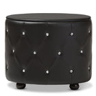 Baxton Studio Davina Hollywood Glamour Style Oval 2-drawer Black Faux Leather Upholstered Nightstand