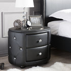 Baxton Studio Davina Hollywood Glamour Style Oval 2-drawer Black Faux Leather Upholstered Nightstand