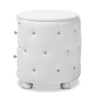 Baxton Studio Davina Hollywood Glamour Style Oval 2-drawer White Faux Leather Upholstered Nightstand