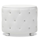 Baxton Studio Davina Hollywood Glamour Style Oval 2-drawer White Faux Leather Upholstered Nightstand