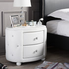 Baxton Studio Davina Hollywood Glamour Style Oval 2-drawer White Faux Leather Upholstered Nightstand