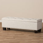 Baxton Studio Hannah Modern and Contemporary Beige Fabric Upholstered Button-Tufting Storage Ottoman Bench