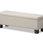 Baxton Studio Hannah Modern and Contemporary Beige Fabric Upholstered Button-Tufting Storage Ottoman Bench