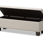 Baxton Studio Hannah Modern and Contemporary Beige Fabric Upholstered Button-Tufting Storage Ottoman Bench